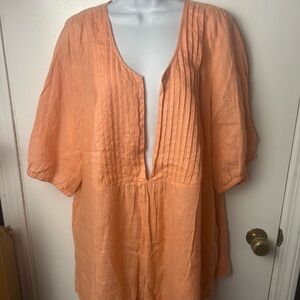 Lane Bryant 100% linen Tunic Top Plus Size Boho Summer Blouse